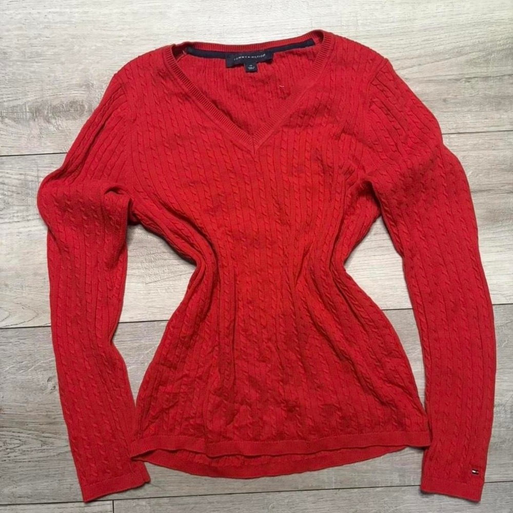 Tommy Hilfiger red‎ V-neck sweater Woman size m